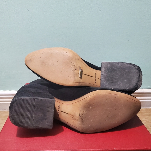 DOLCE VITA Varra Black Leather Suede Front Zip Chunky Heel Booties sz 10 - Picture 9 of 9